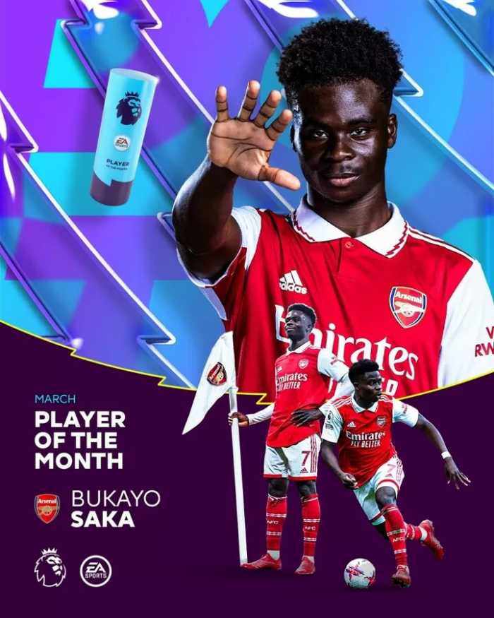 Saka wins 1st EPL Player of the Month award
